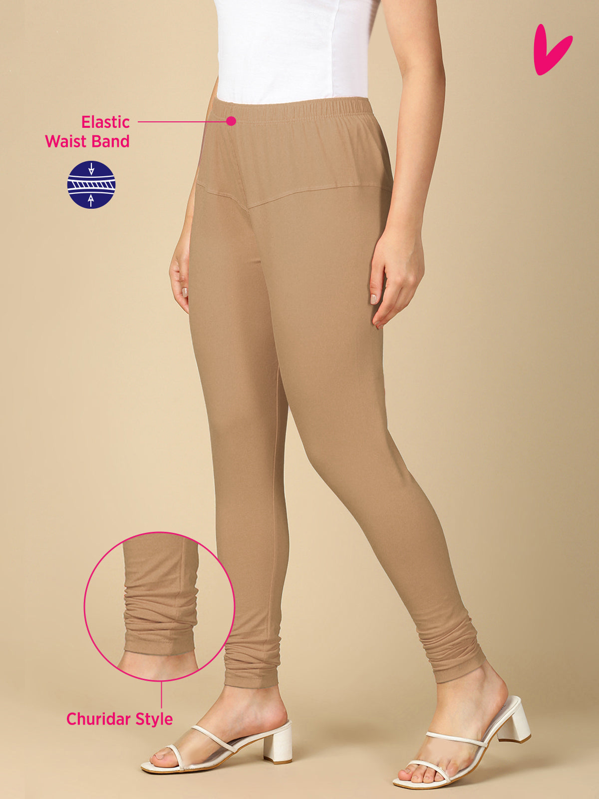 Light Acru Premium Cotton Stretch Churidar - PYNK