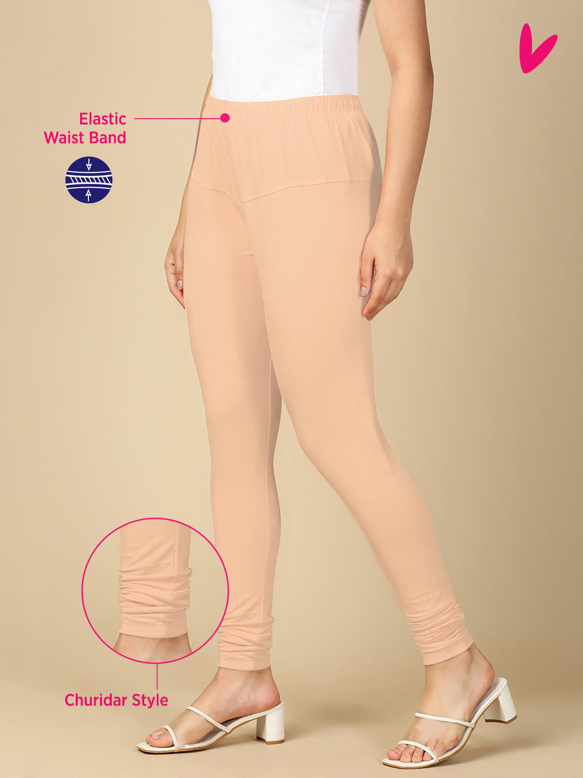 Peach Premium Cotton Stretch Churidar - PYNK