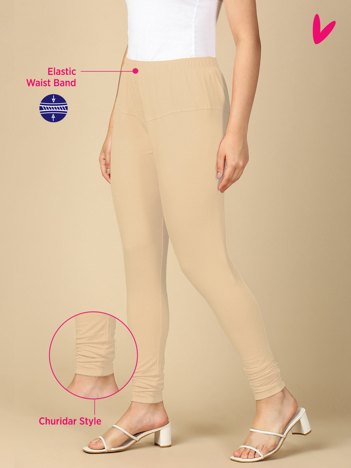 Skin Premium Cotton Stretch Churidar - PYNK