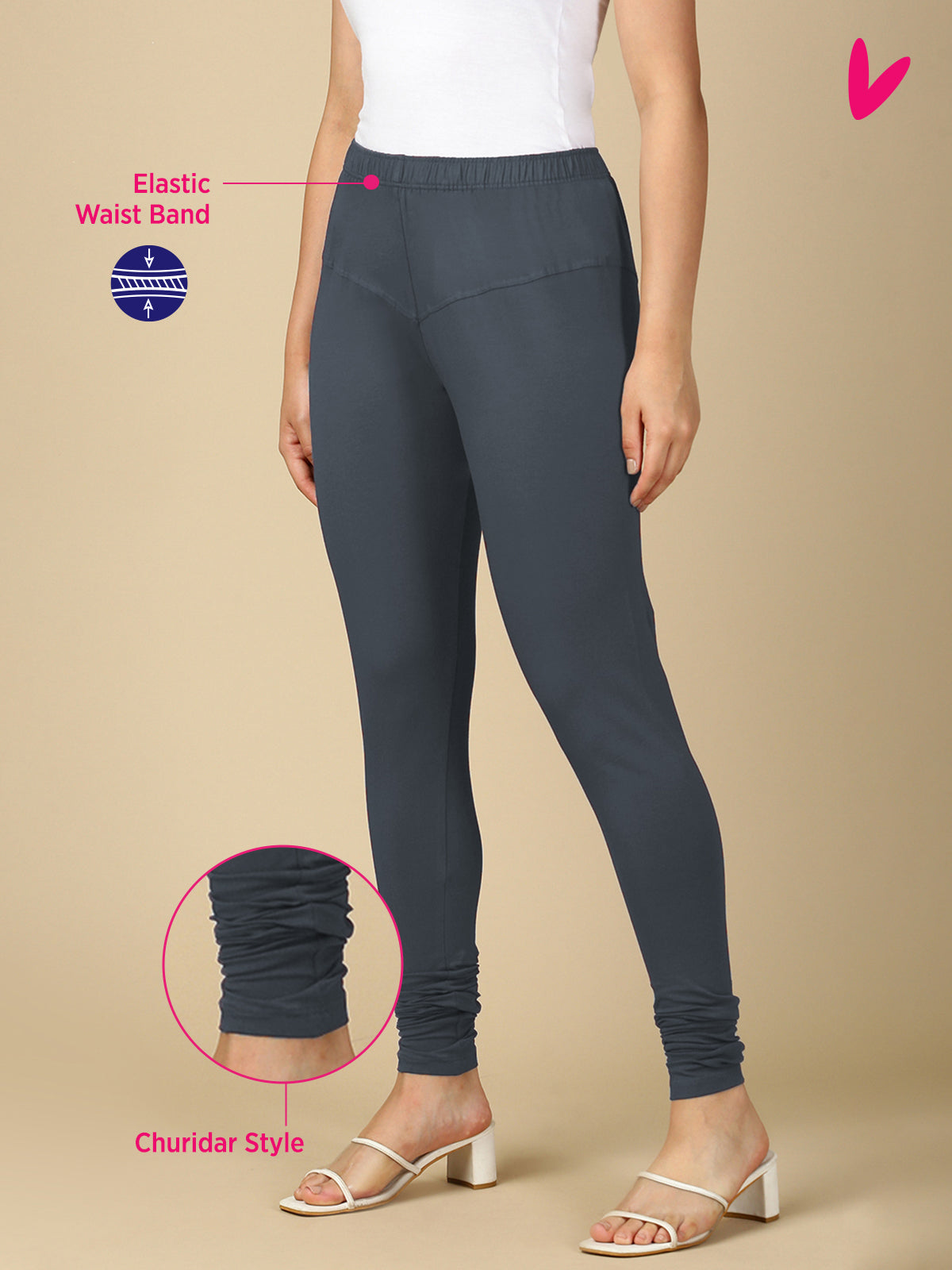 Moon Light Blue Premium Cotton Stretch Churidar - PYNK