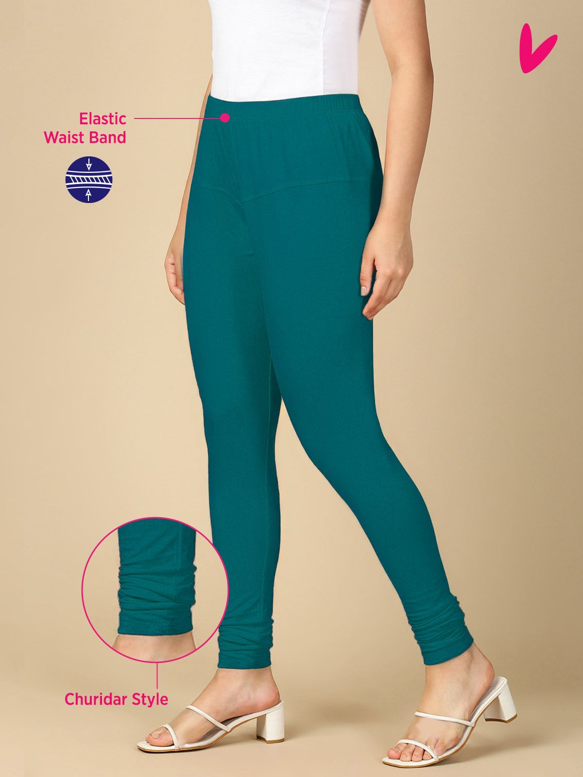 D Z Green Premium Cotton Stretch Churidar - PYNK