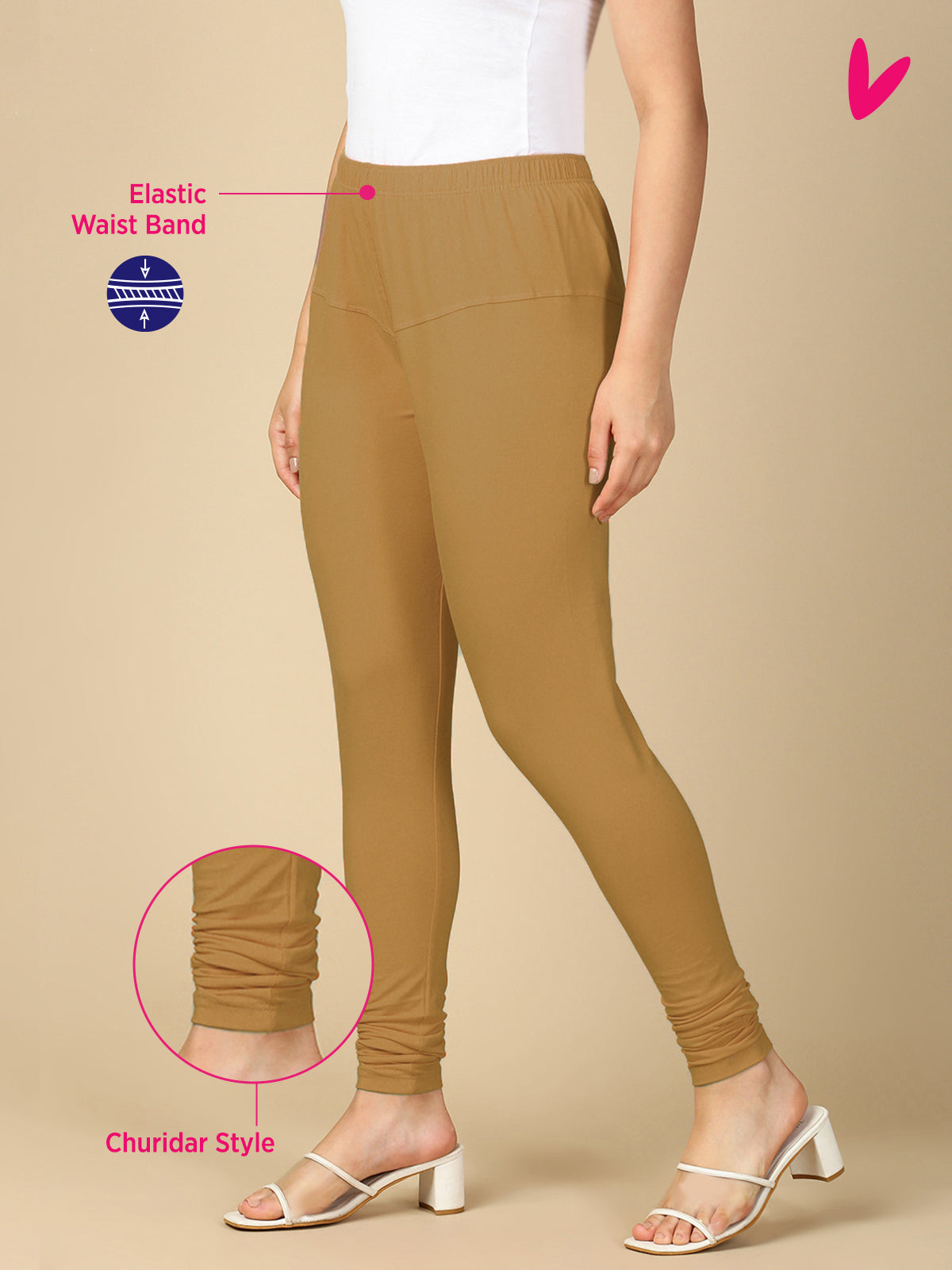 Peanut Brown Premium Cotton Stretch Churidar - PYNK