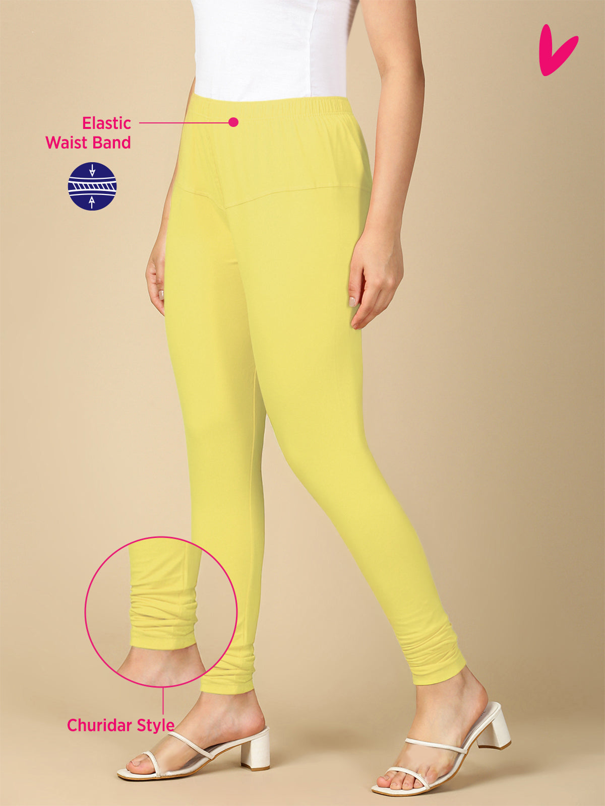 LT Lemon Premium Cotton Stretch Churidar - PYNK