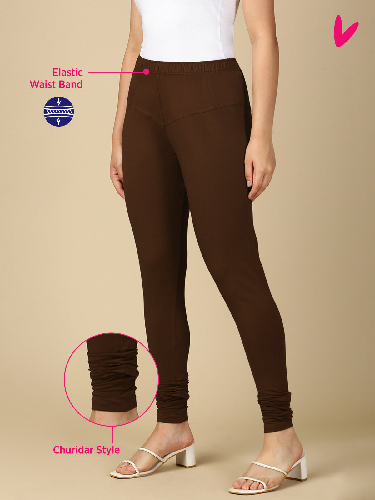Brown Premium Cotton Stretch Churidar - PYNK