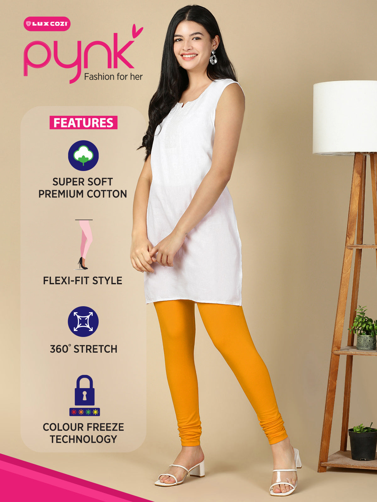 Turmeric Premium Cotton Stretch Churidar - PYNK