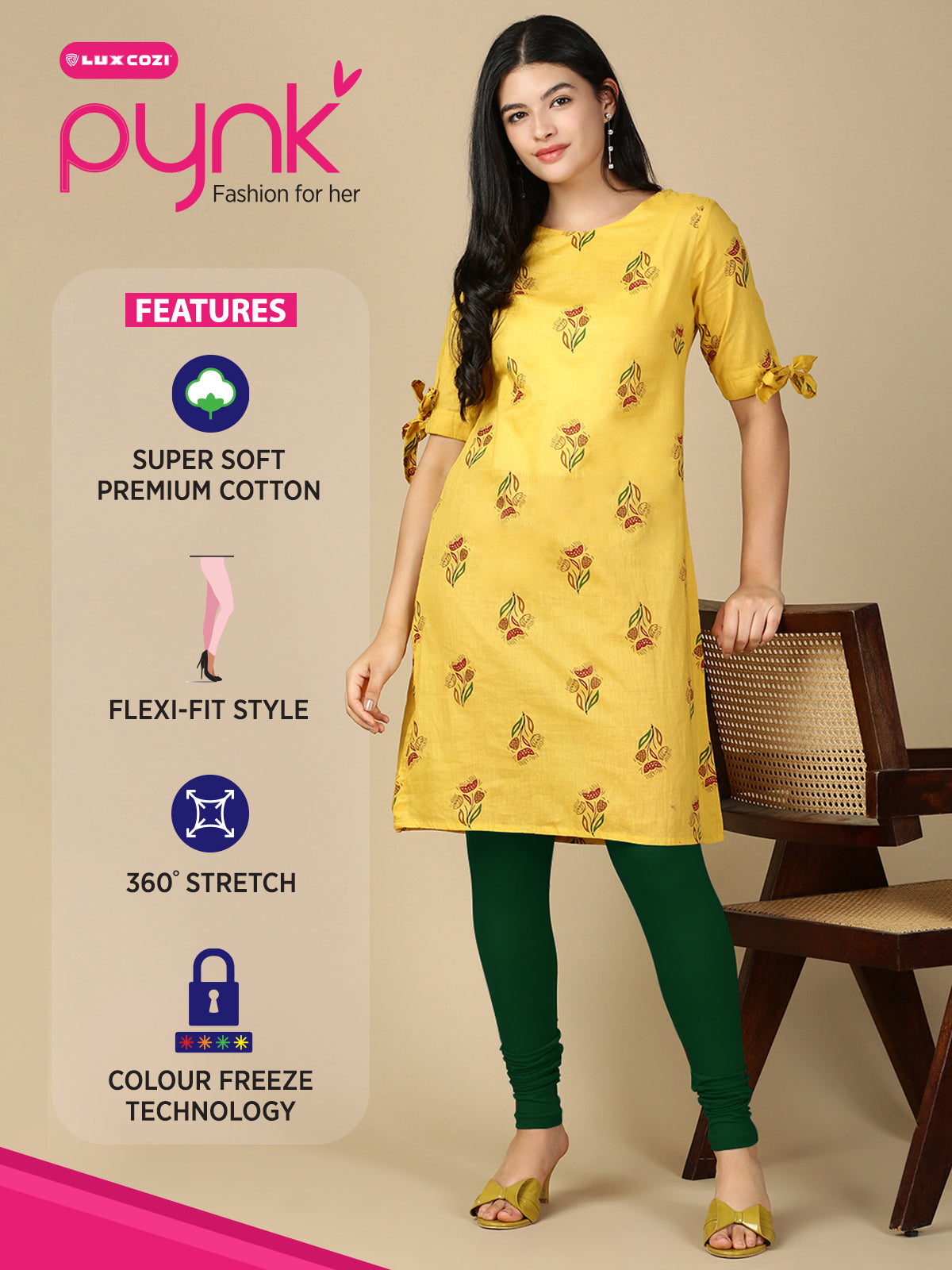 Rama Green Premium Cotton Stretch Churidar - PYNK
