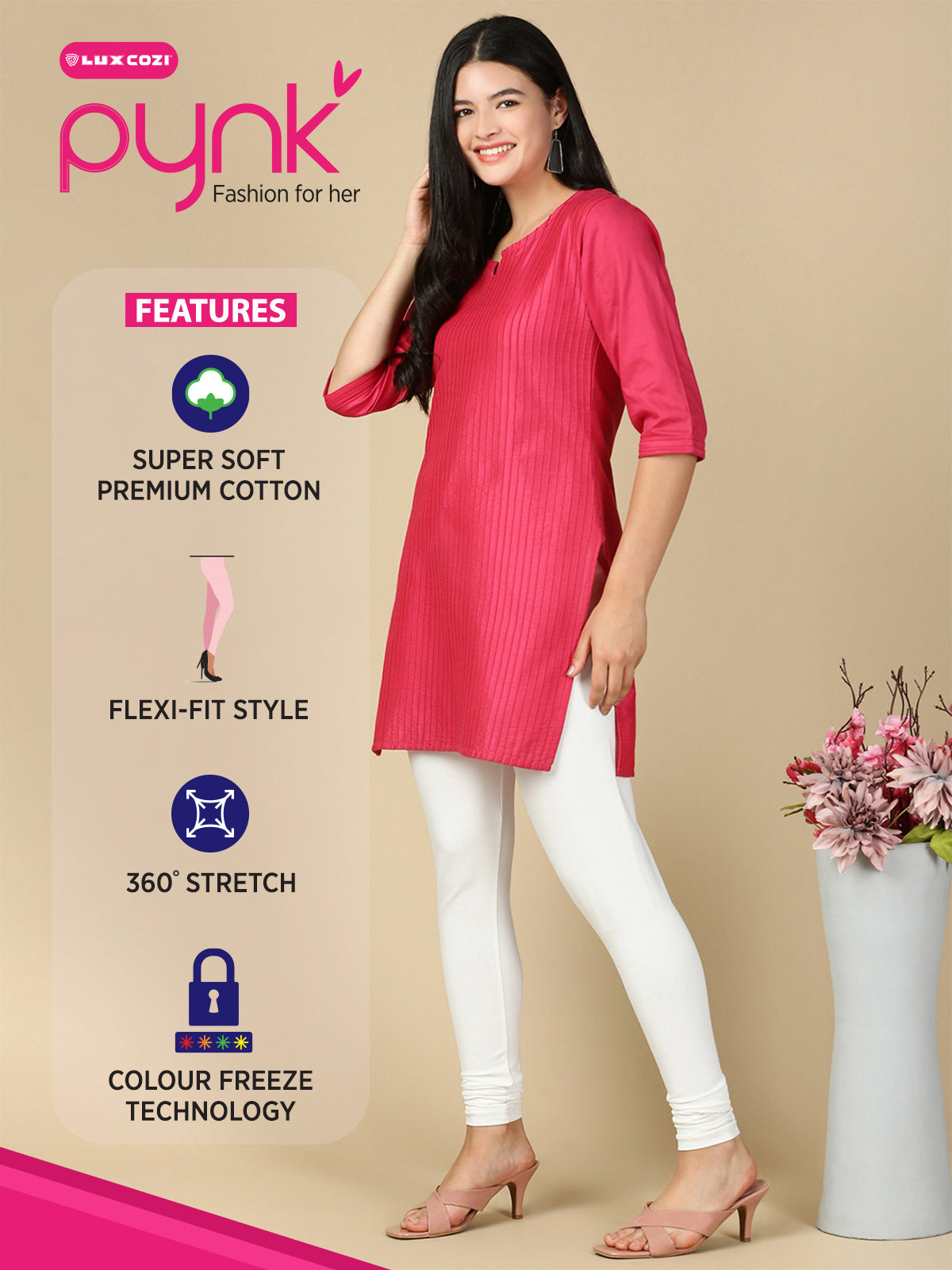 White Premium Cotton Stretch Churidar - PYNK