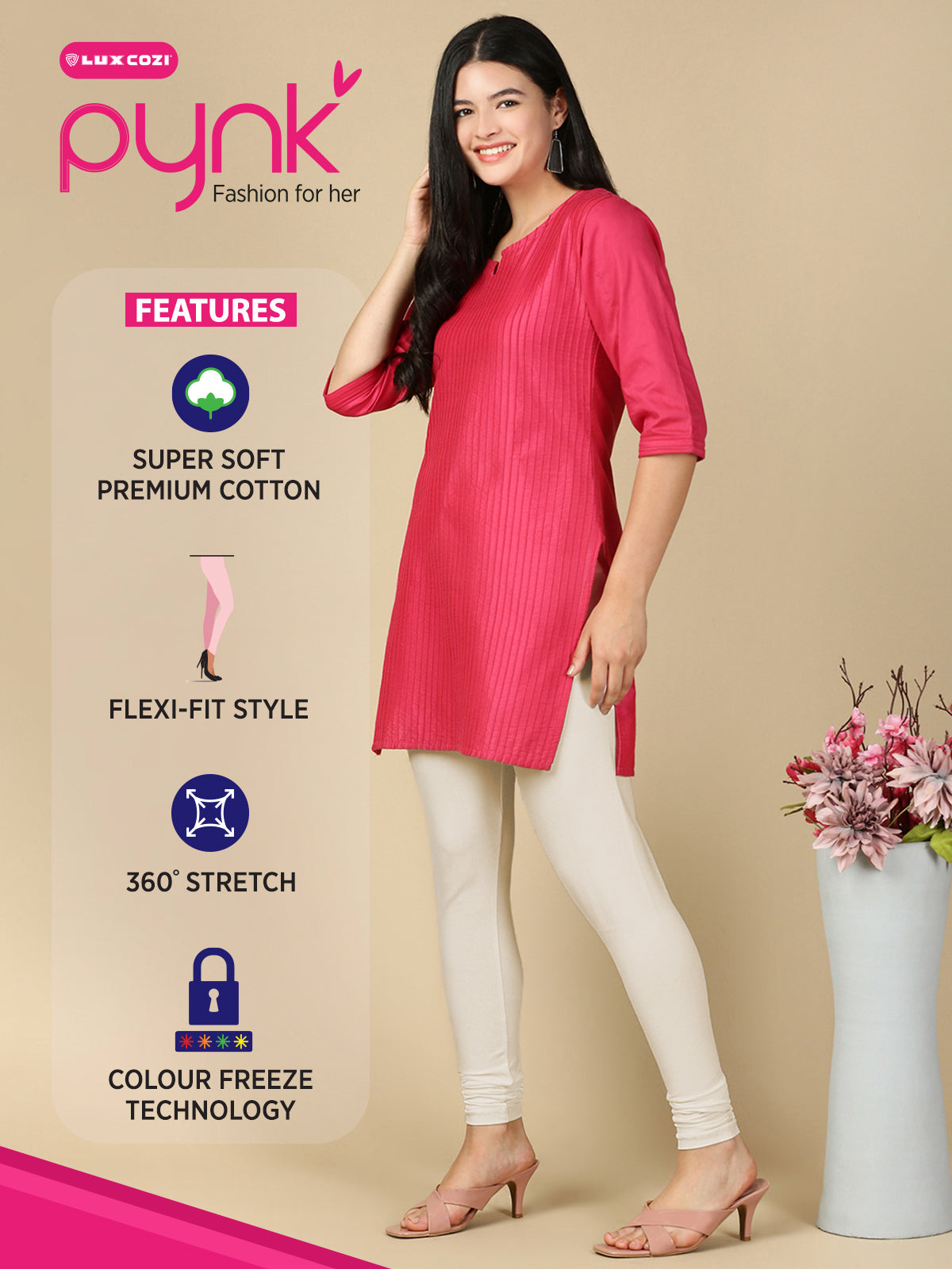 Butter Premium Cotton Stretch Churidar - PYNK