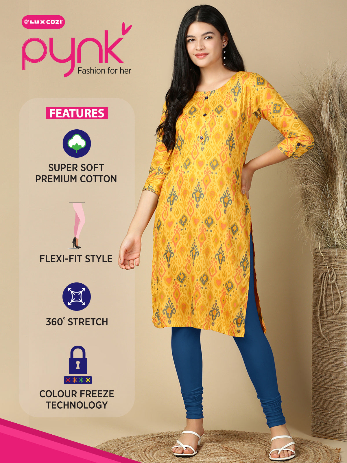 Denim Blue Premium Cotton Stretch Churidar - PYNK