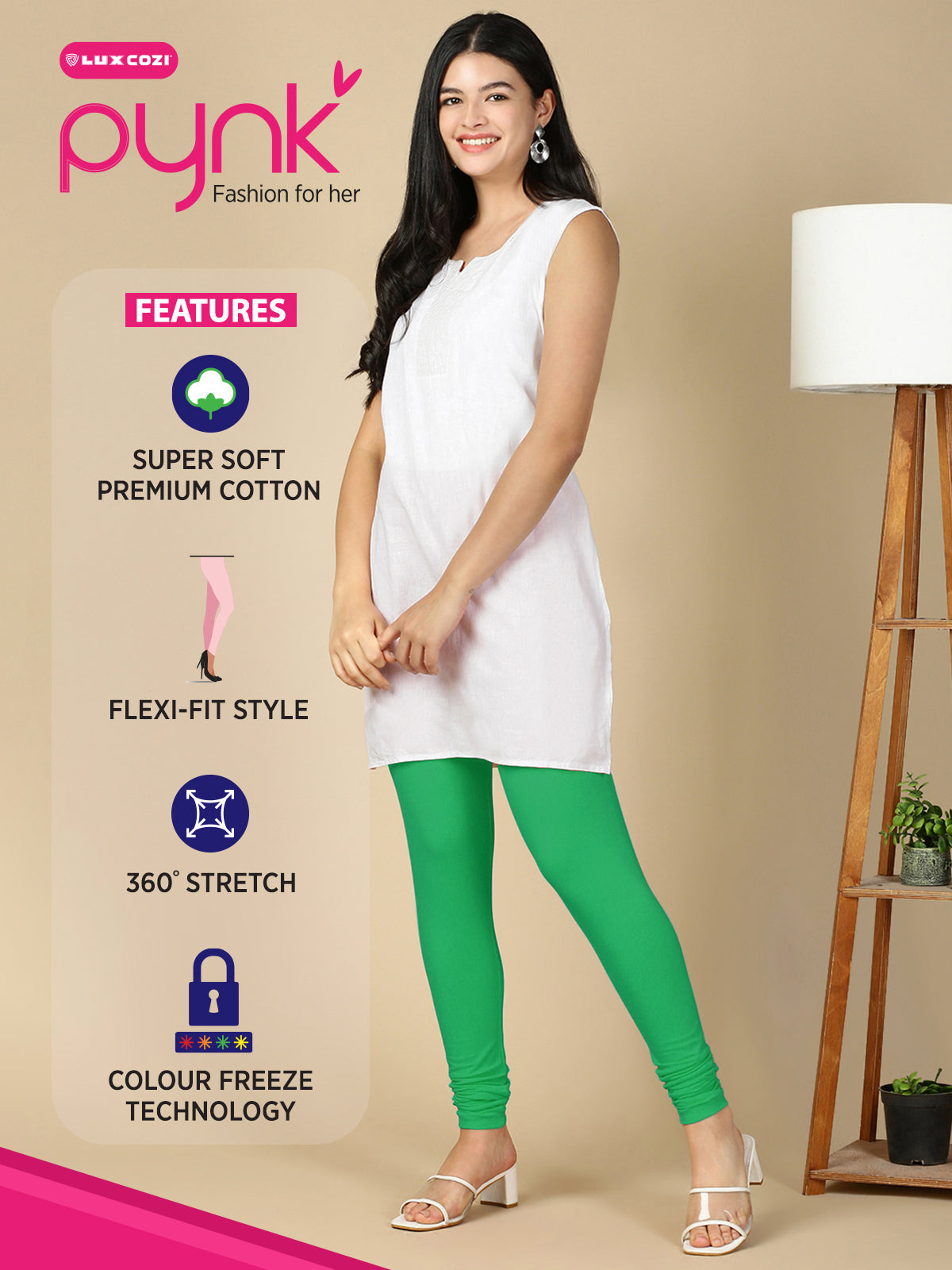 Kiwi Premium Cotton Stretch Churidar - PYNK