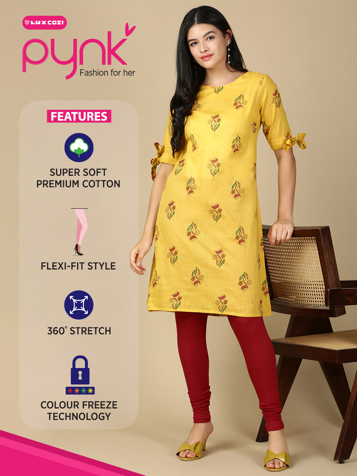 Parry Red Premium Cotton Stretch Churidar - PYNK