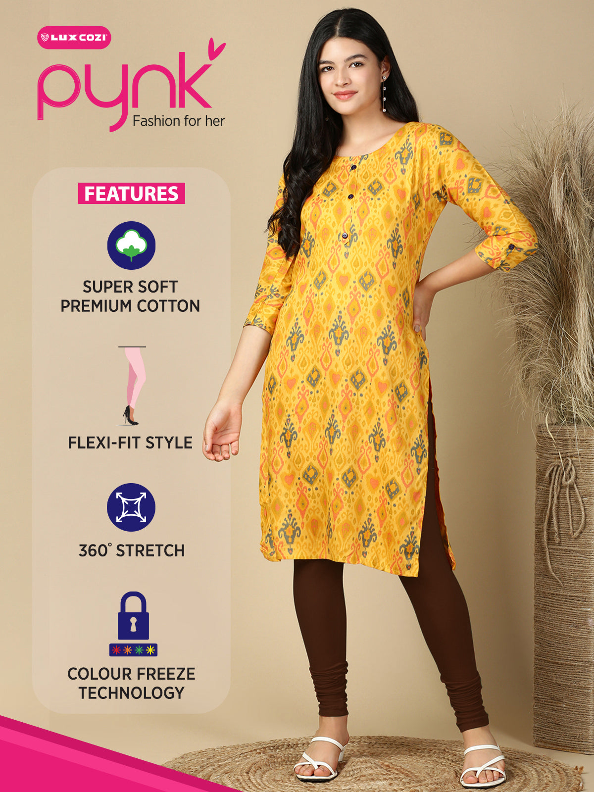 Coffee Brown Premium Cotton Stretch Churidar - PYNK