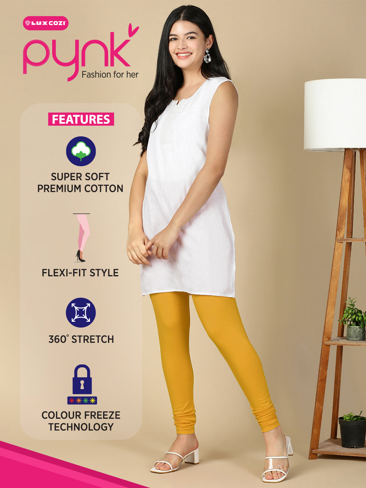 Yellow Premium Cotton Stretch Churidar - PYNK