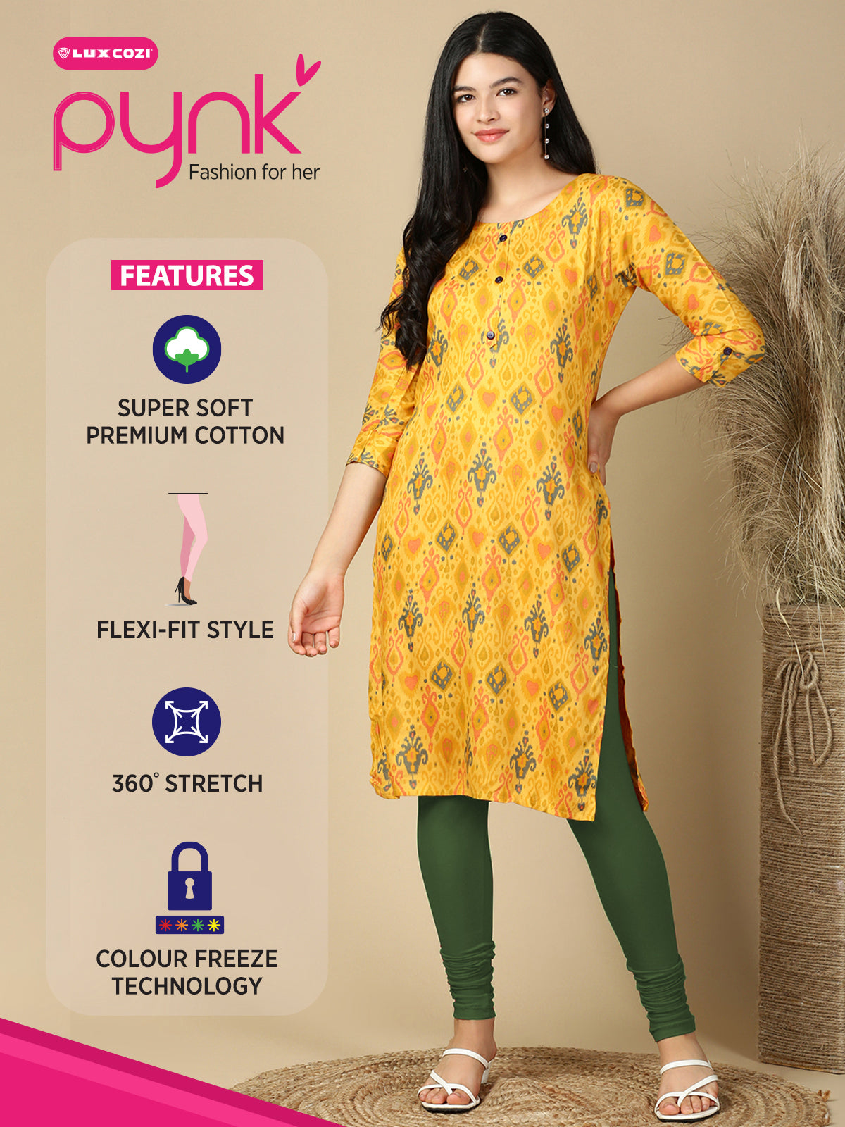 Basil Green Premium Cotton Stretch Churidar - PYNK