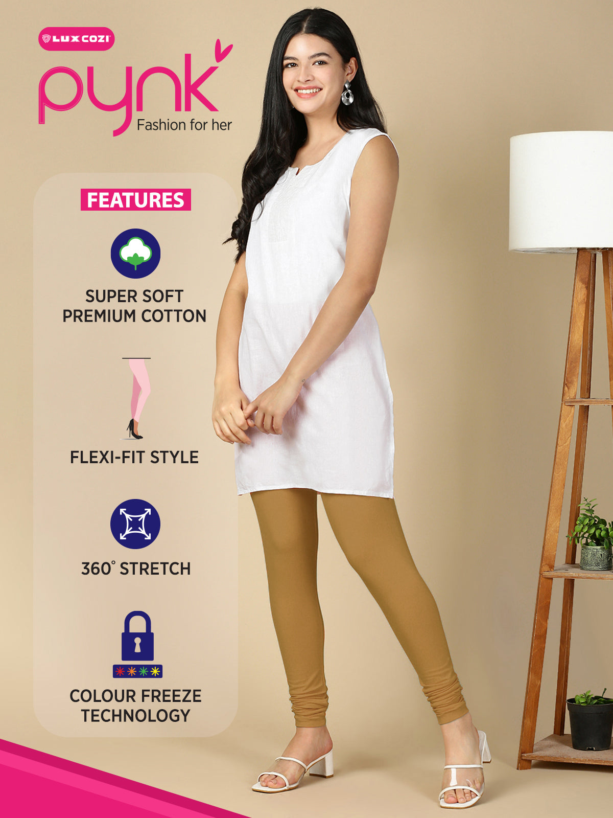 Peanut Brown Premium Cotton Stretch Churidar - PYNK