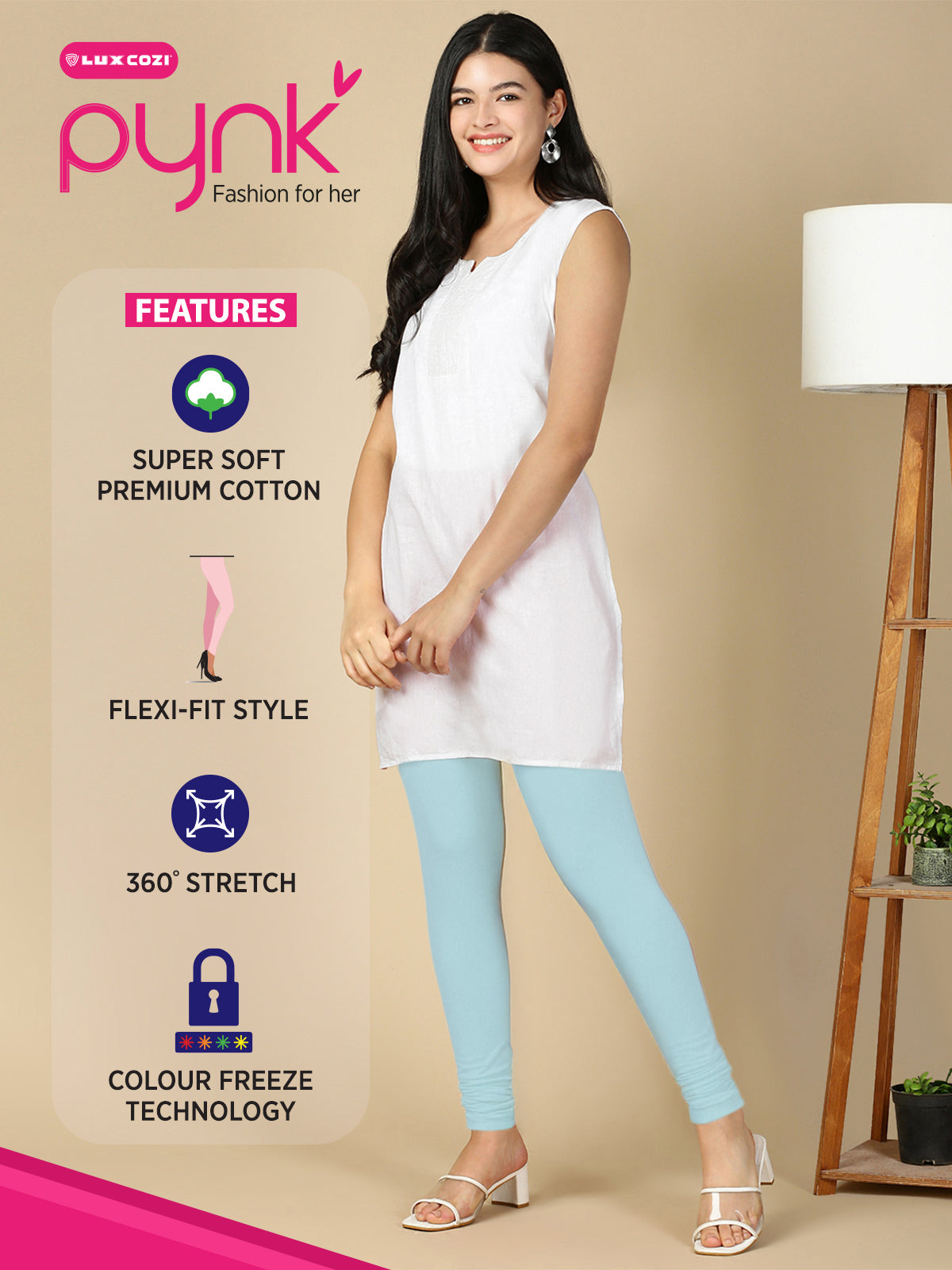 Sky Blue Premium Cotton Stretch Churidar - PYNK
