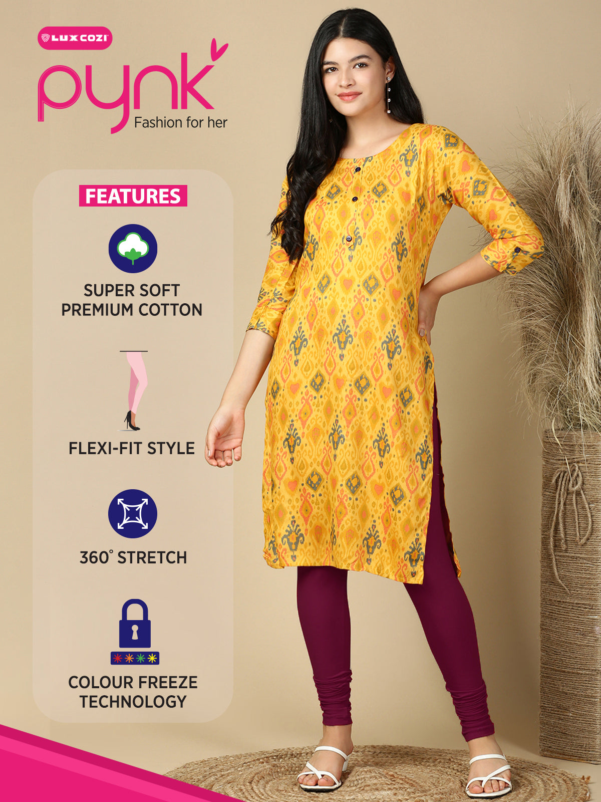 Mauve Premium Cotton Stretch Churidar - PYNK