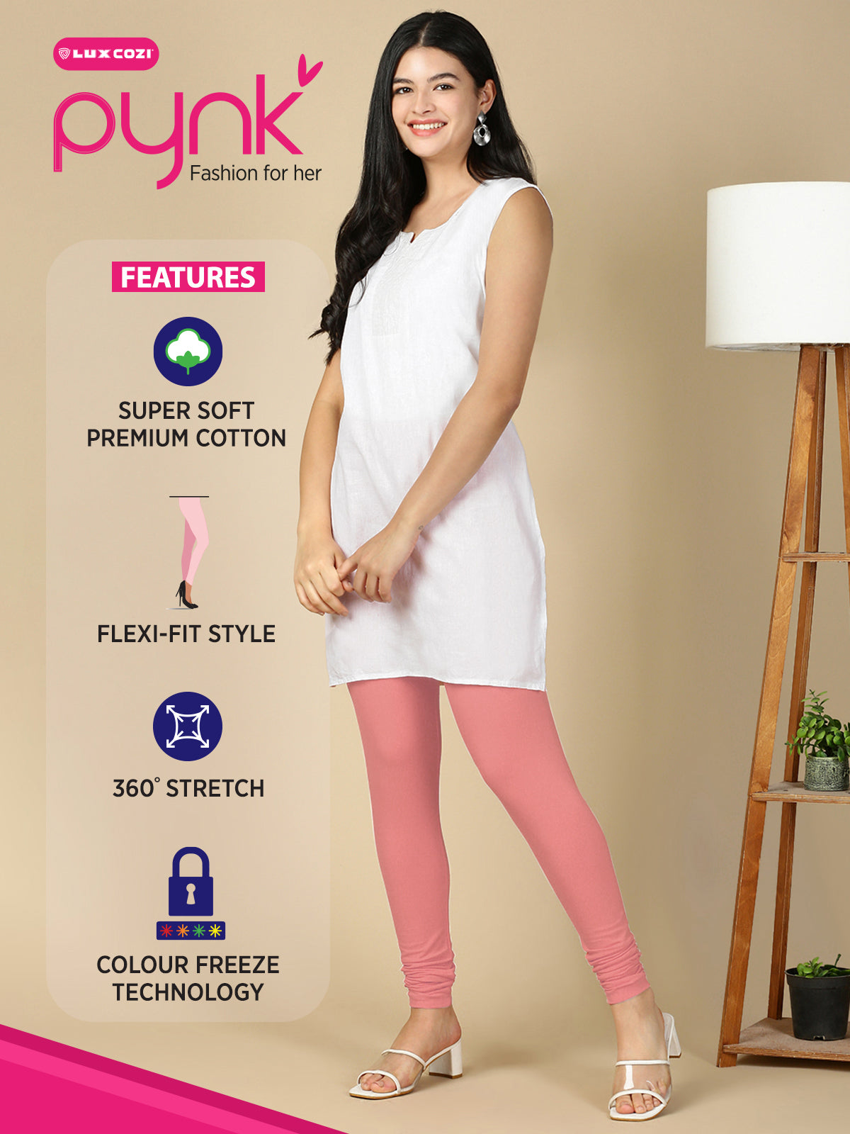 Fuchsia Premium Cotton Stretch Churidar - PYNK
