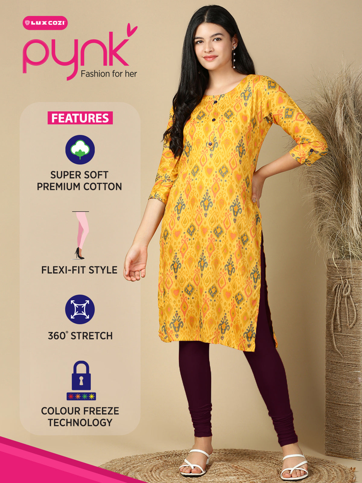 M.Purple Premium Cotton Stretch Churidar - PYNK