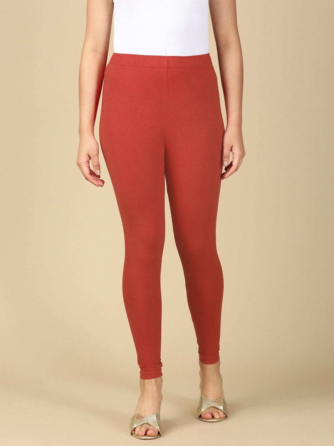 Rose Tan Premium Cotton Stretch Ankle Length Leggings - PYNK