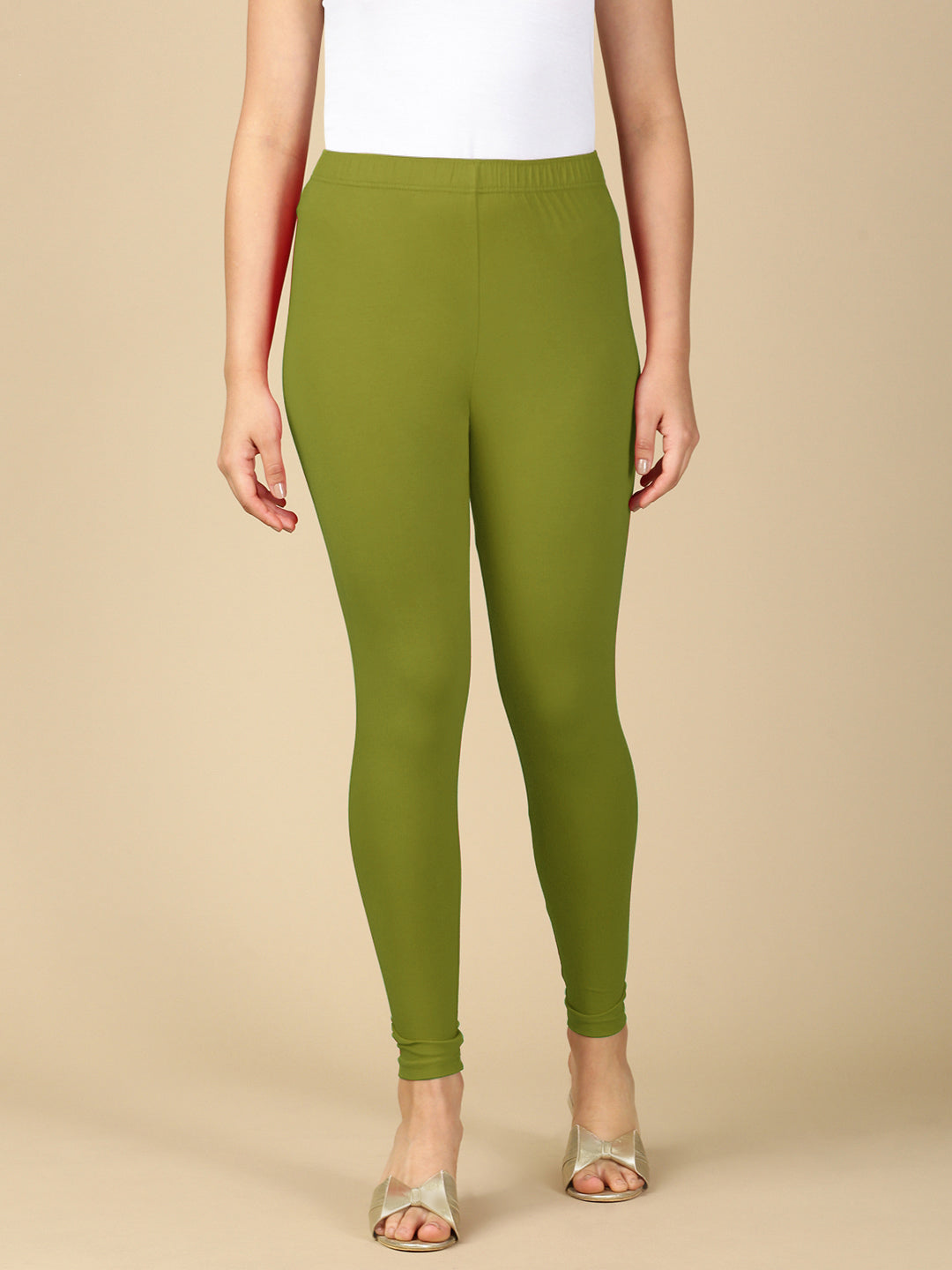Chatni Green Premium Cotton Stretch Ankle Length Leggings - PYNK