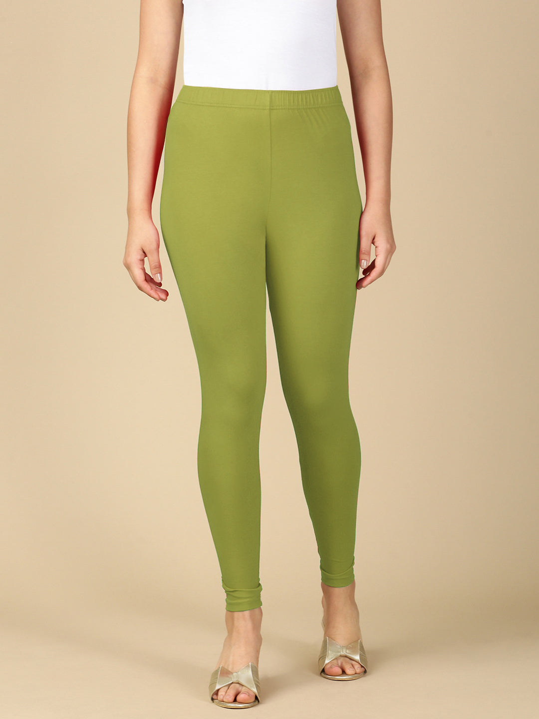 Parrot Green Premium Cotton Stretch Ankle Length Leggings - PYNK