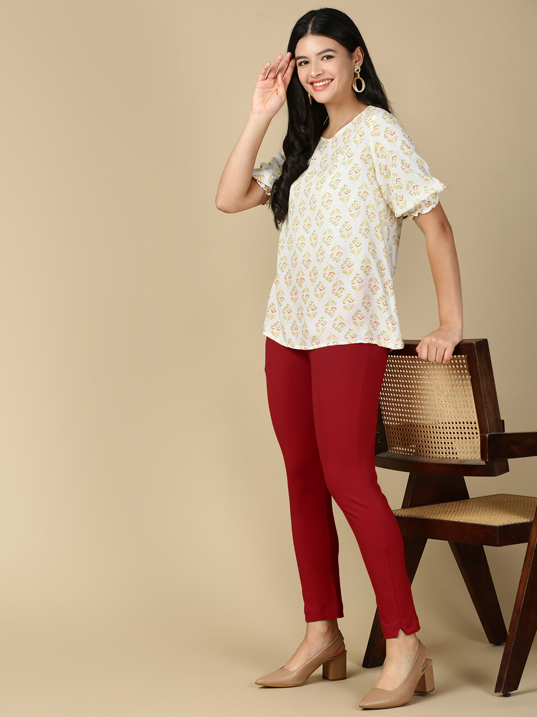 Parry Red Premium Cotton Stretch Kurti Pant - PYNK