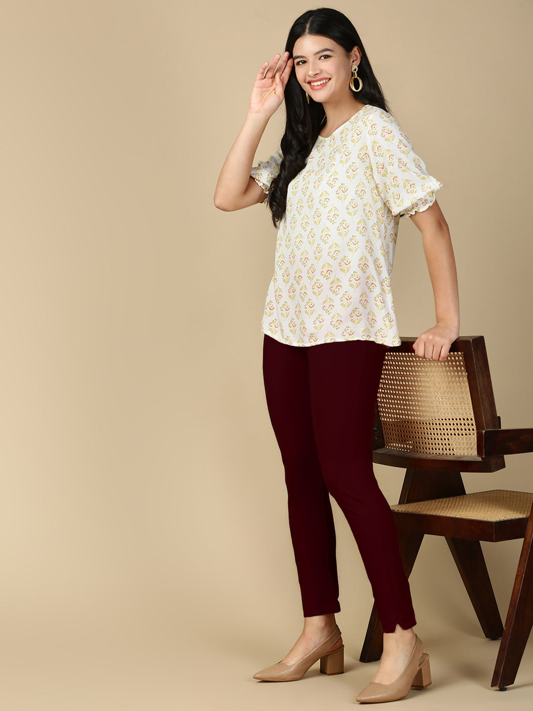 Deep Maroon Premium Cotton Stretch Kurti Pant - PYNK