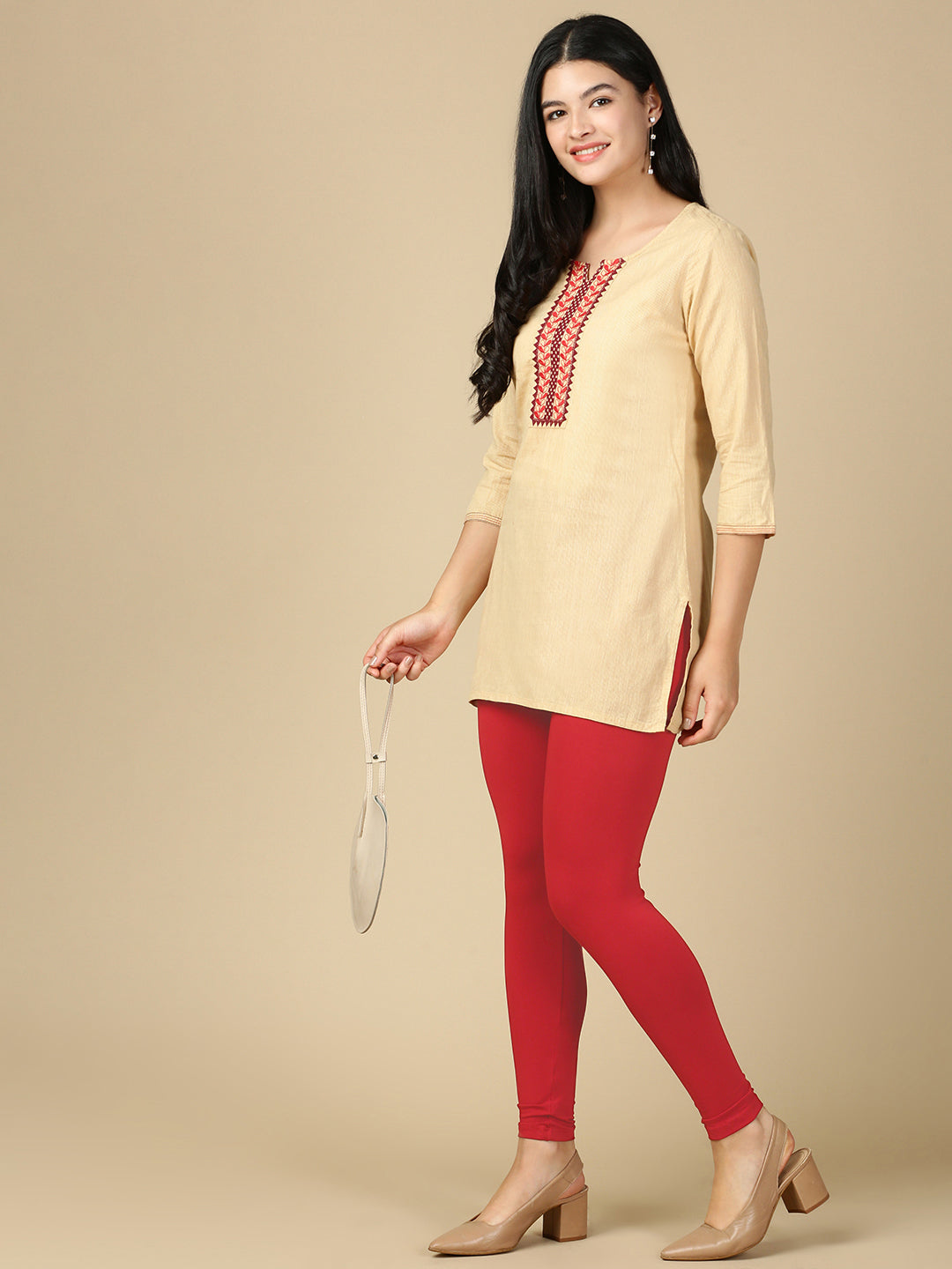 Scarlet Premium Cotton Stretch Ankle Length Leggings - PYNK