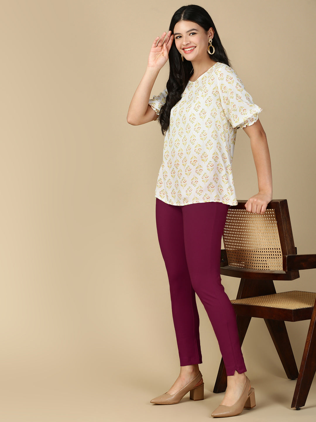 Mauve Premium Cotton Stretch Kurti Pant - PYNK