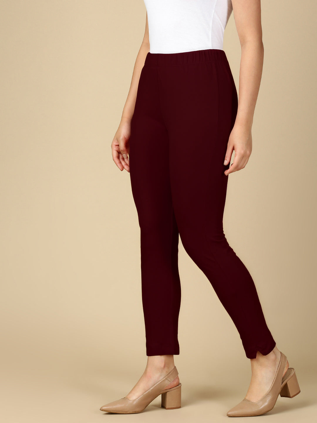 Deep Maroon Premium Cotton Stretch Kurti Pant - PYNK