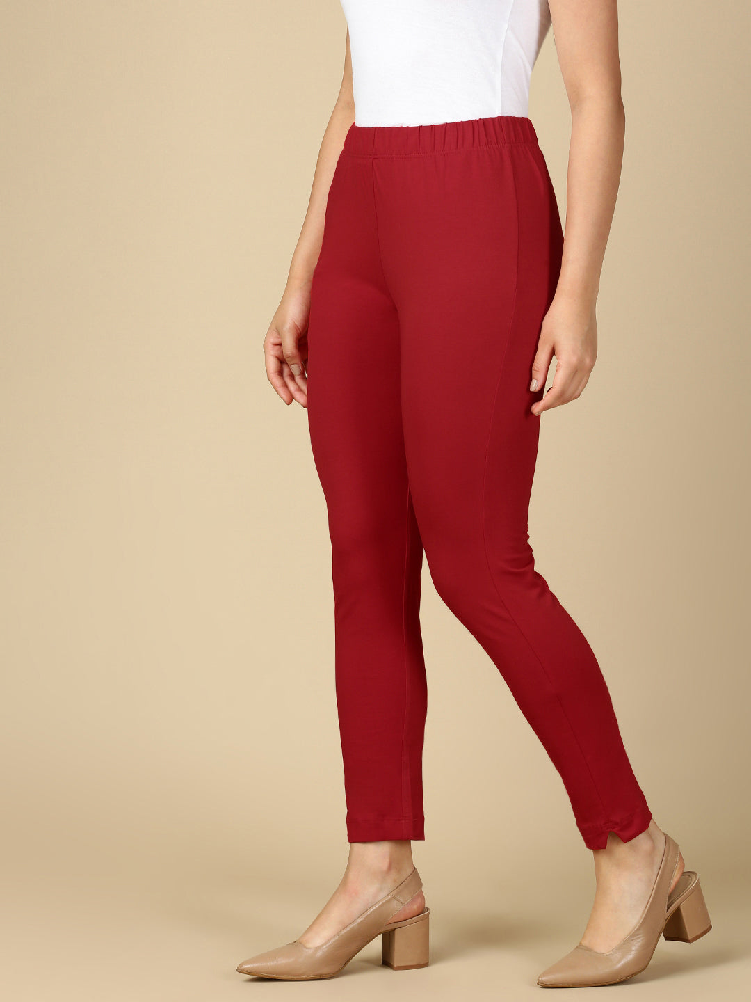 Parry Red Premium Cotton Stretch Kurti Pant - PYNK