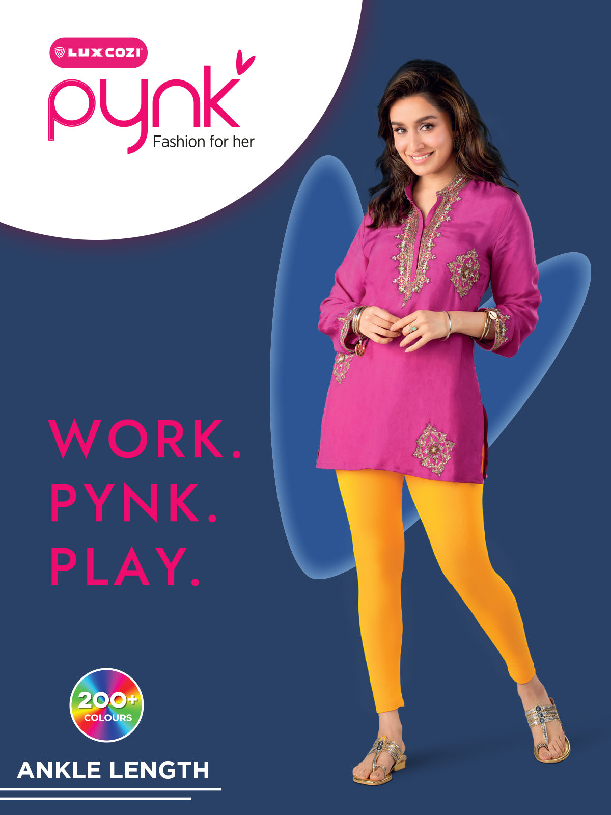 Yellow Premium Cotton Stretch Ankle Length Leggings - PYNK