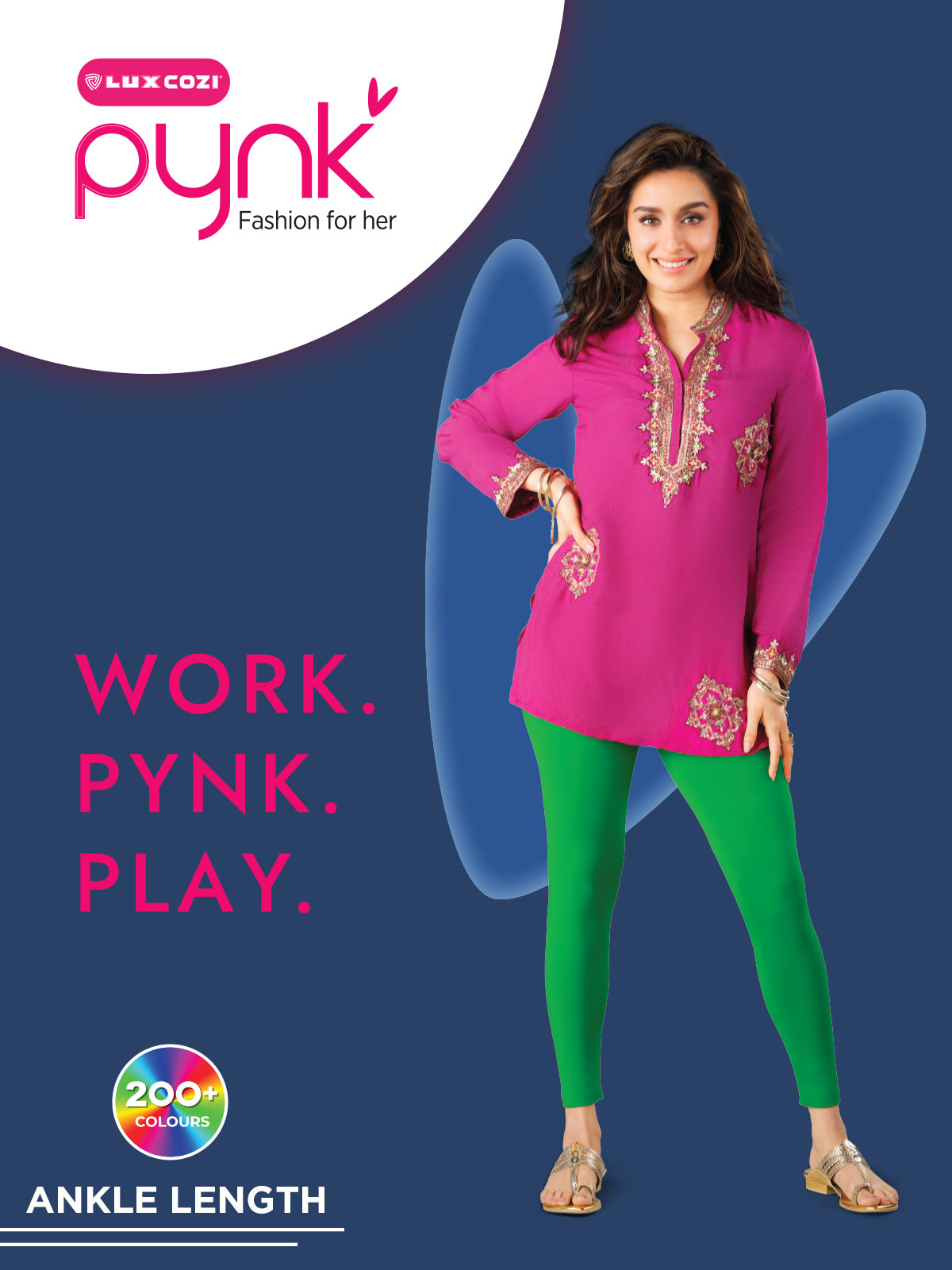 Granola Premium Cotton Stretch Ankle Length Leggings - PYNK