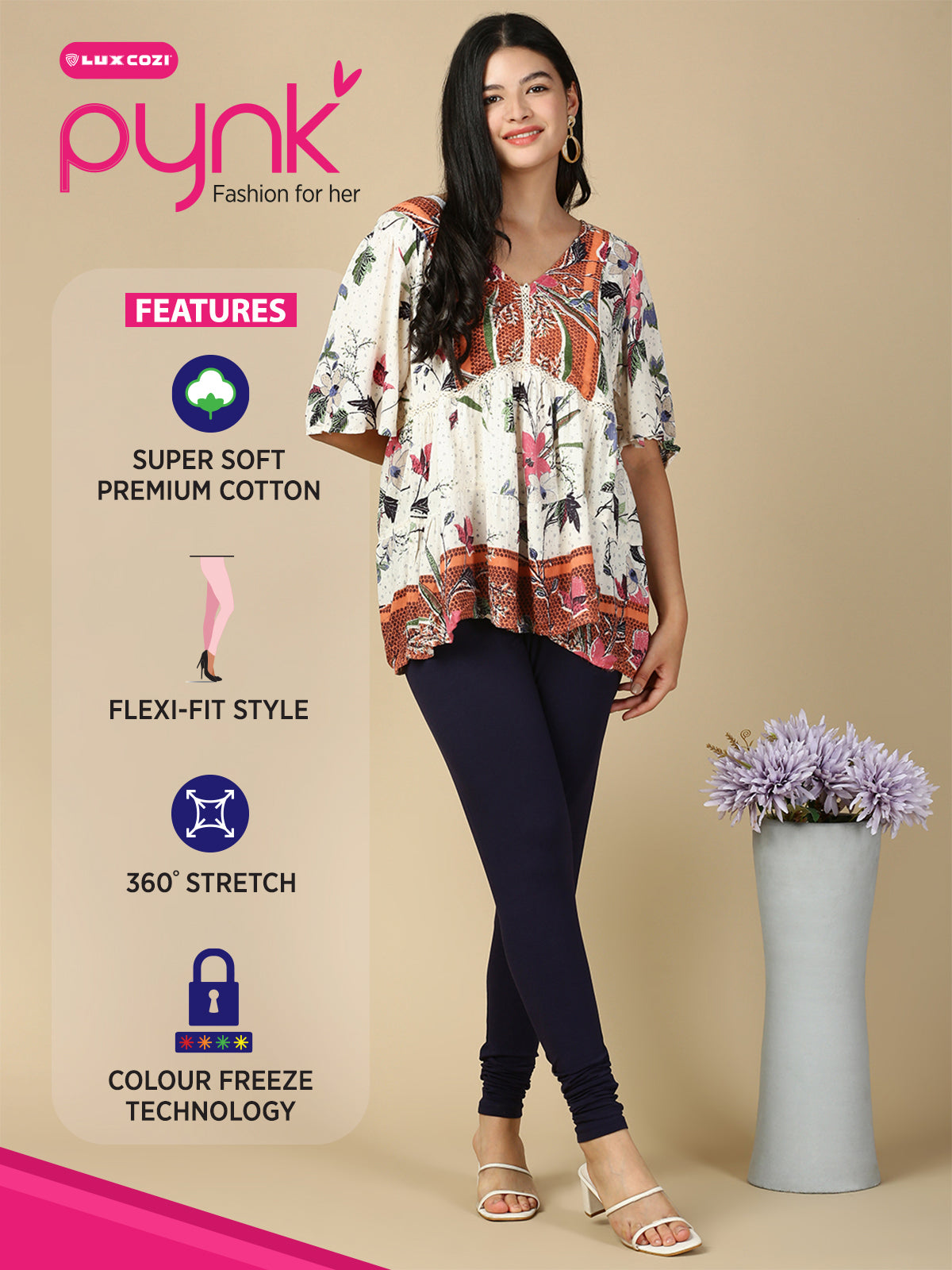 Navy Blue Premium Cotton Stretch Churidar - PYNK