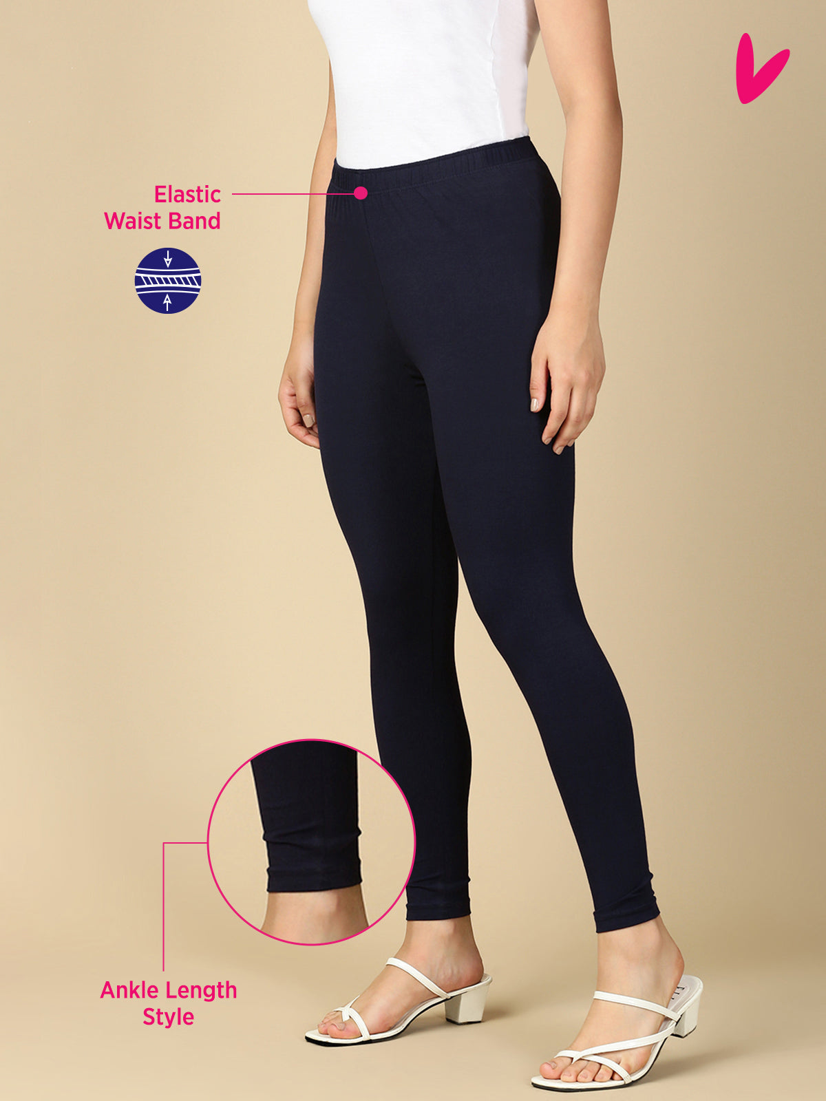 Blue Berry Premium Cotton Stretch Ankle Length Leggings - PYNK