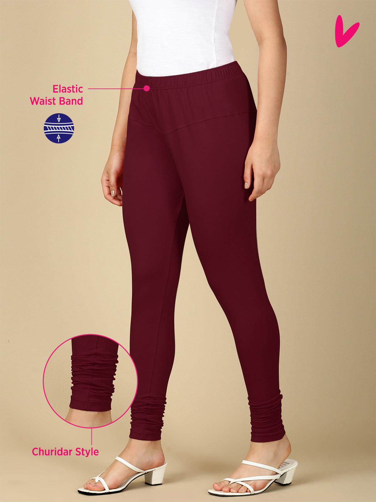Burgundy Premium Cotton Stretch Churidar - PYNK