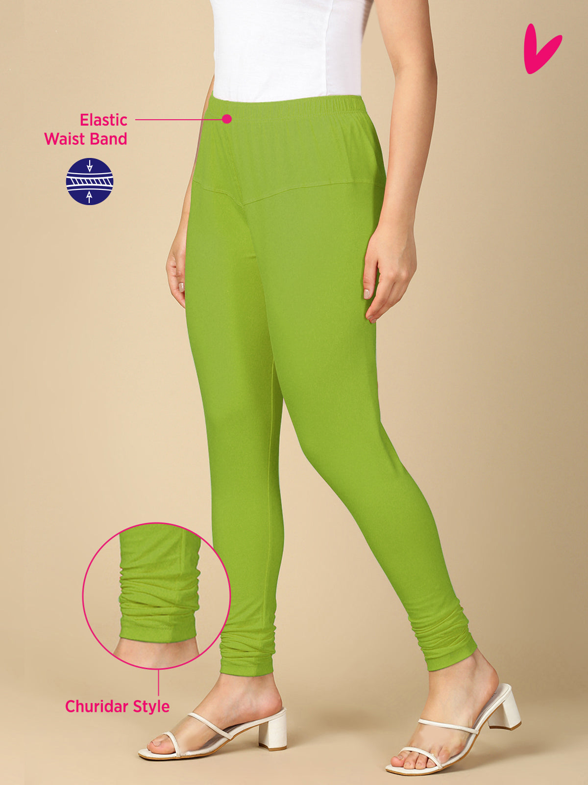 Yellow Green Premium Cotton Stretch Churidar - PYNK