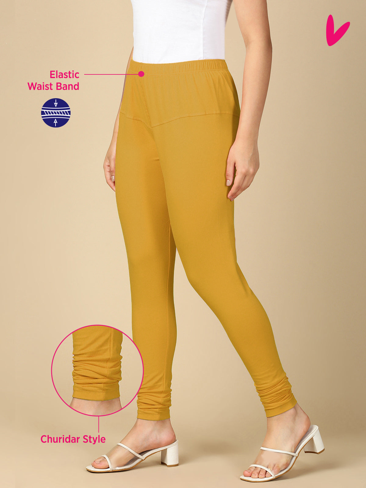 Rich Gold Premium Cotton Stretch Churidar - PYNK