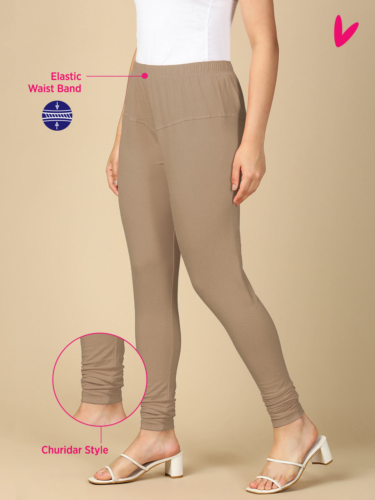 Clay Premium Cotton Stretch Churidar - PYNK