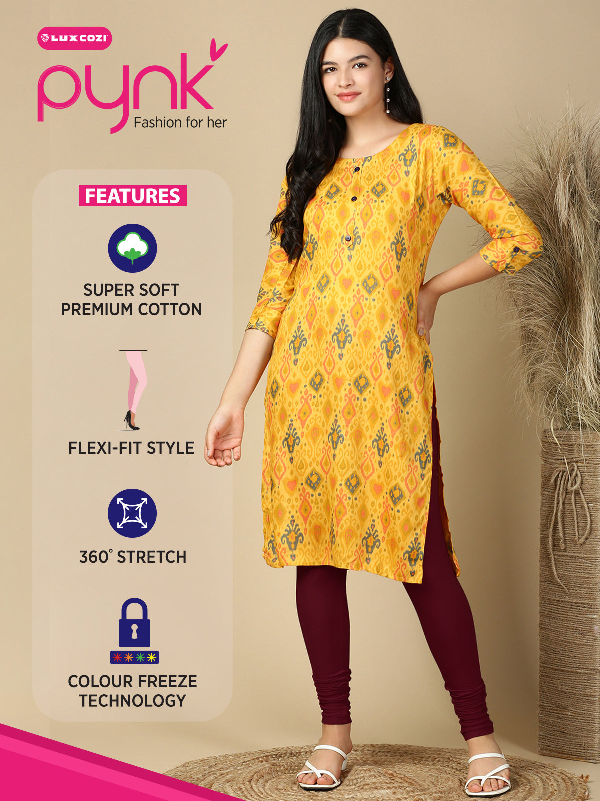 Burgundy Premium Cotton Stretch Churidar - PYNK
