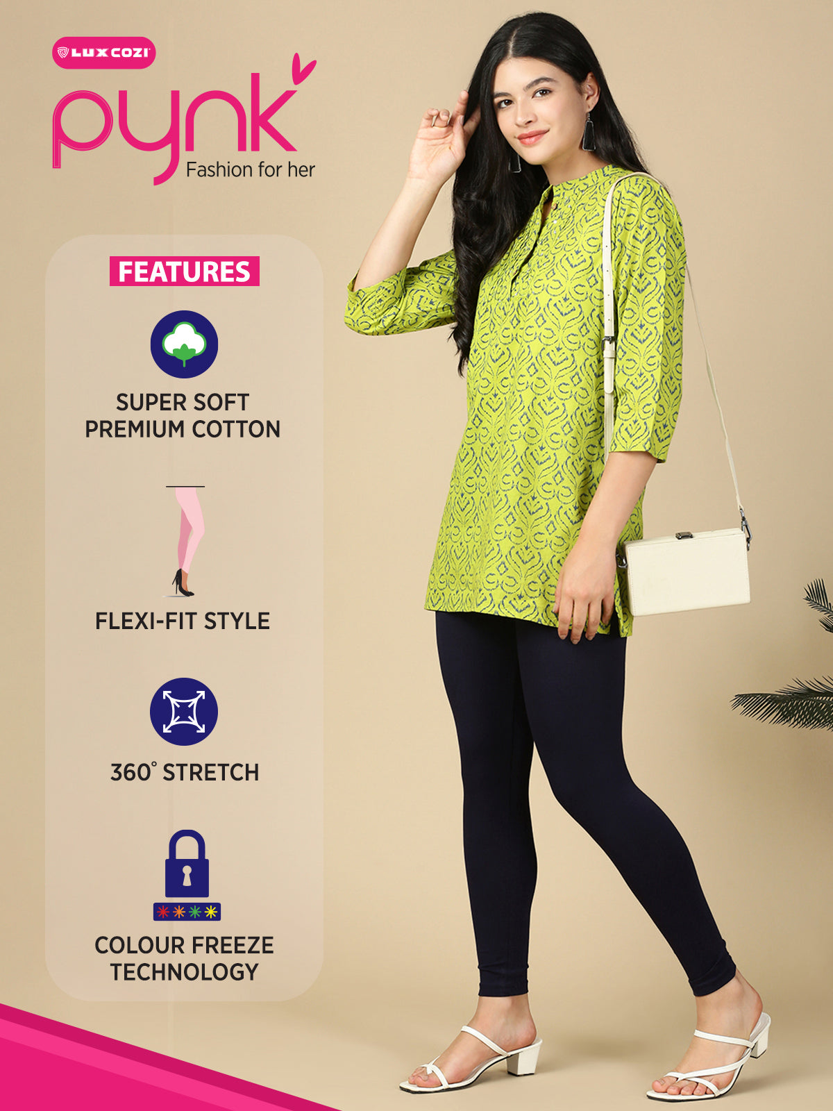 Blue Berry Premium Cotton Stretch Ankle Length Leggings - PYNK