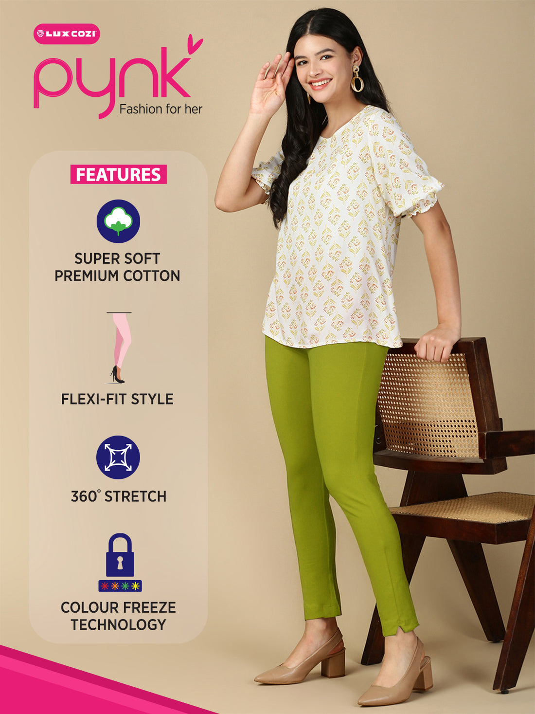 Parrot Green Premium Cotton Stretch Kurti Pant - PYNK