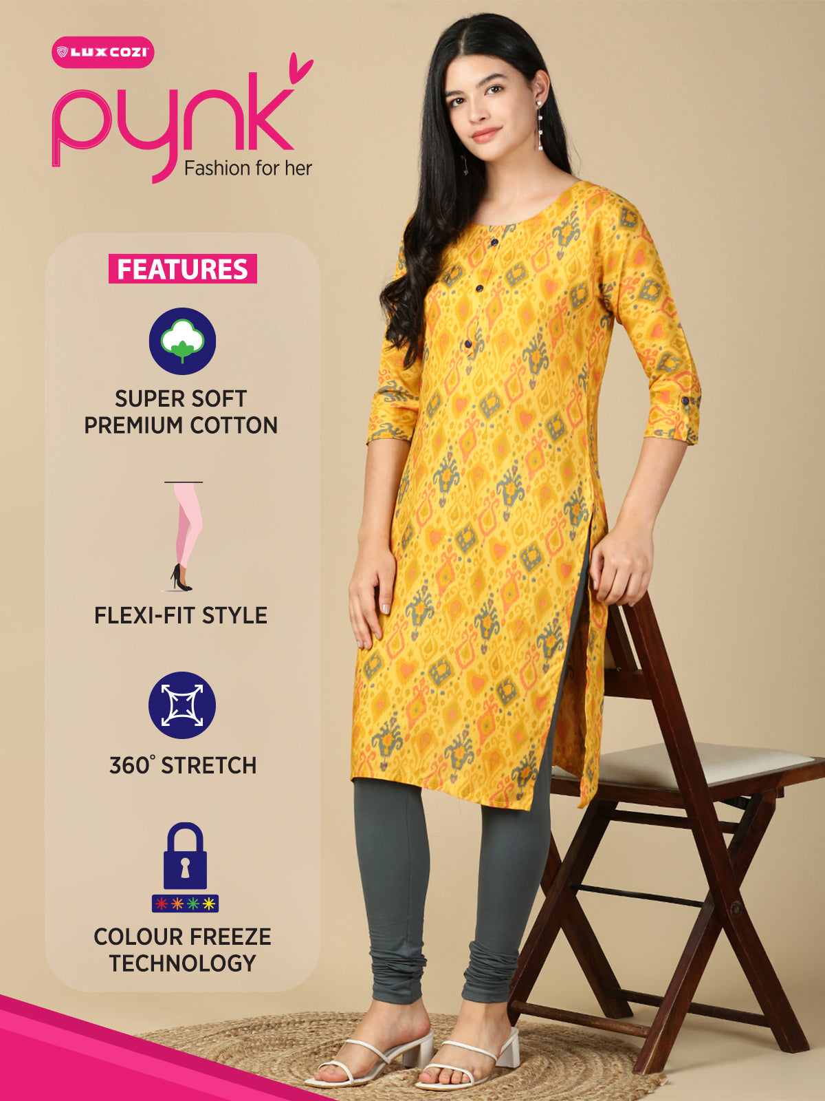 Steel Grey Premium Cotton Stretch Churidar - PYNK