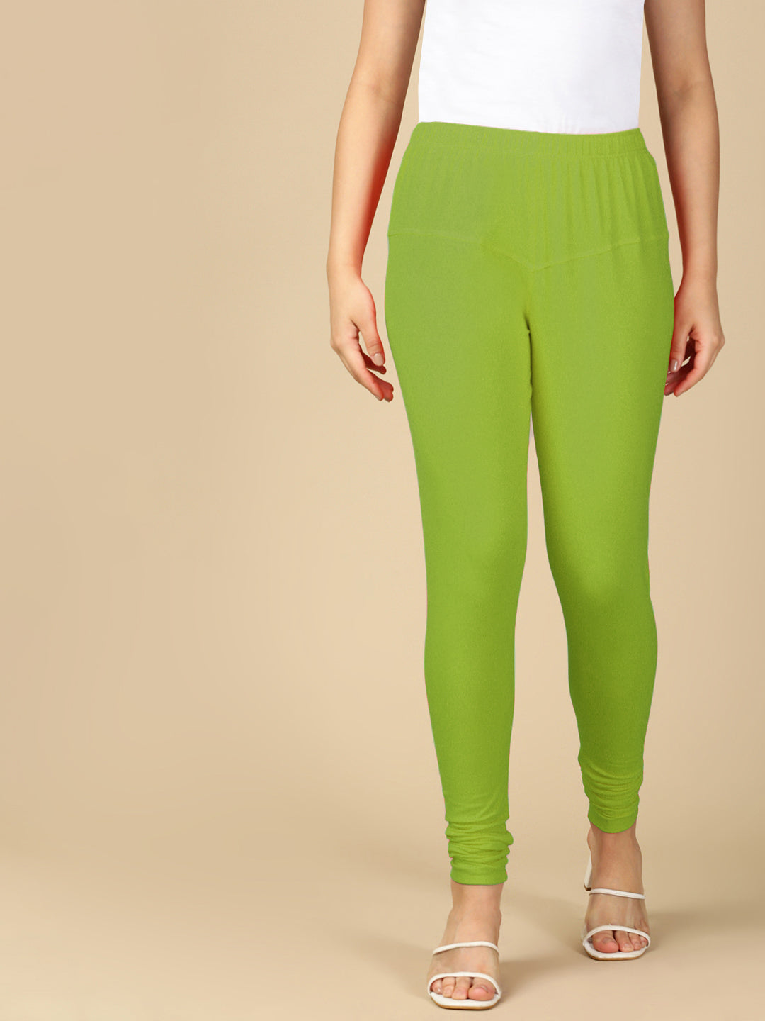Yellow Green Premium Cotton Stretch Churidar - PYNK