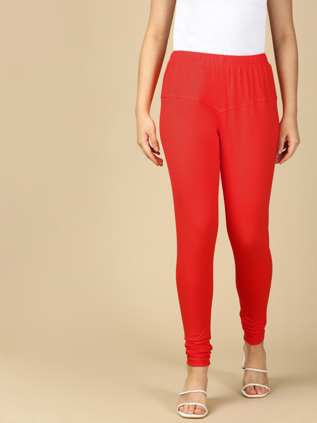 Tomato Red Premium Cotton Stretch Churidar - PYNK