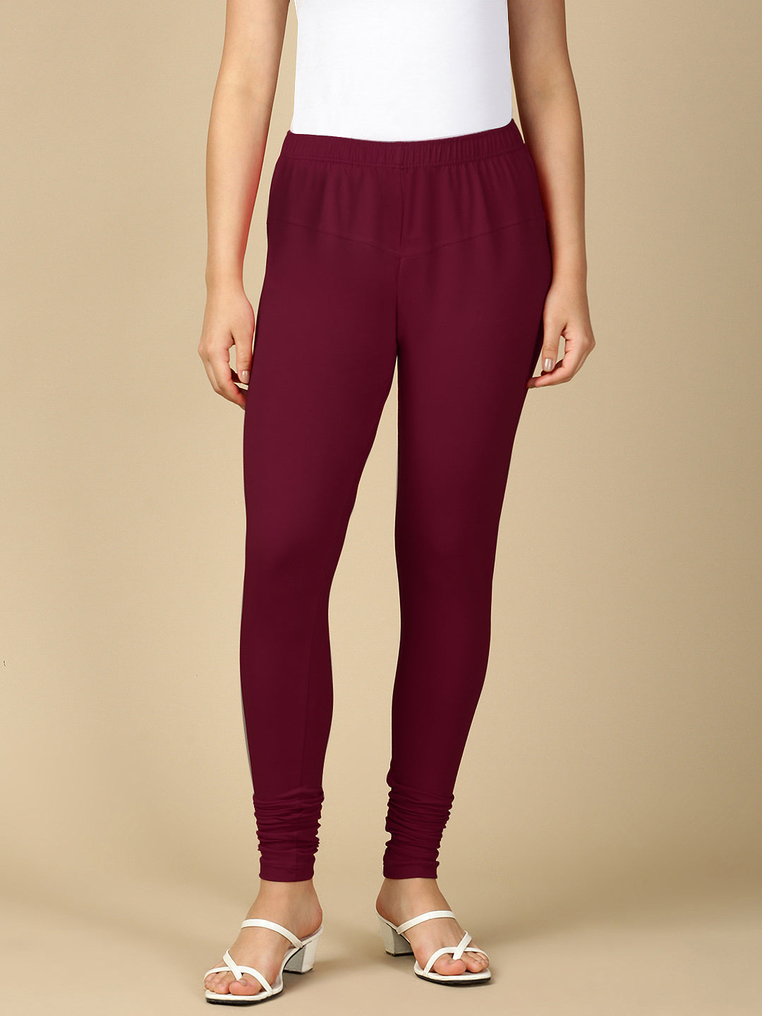 Wine Premium Cotton Stretch Churidar - PYNK