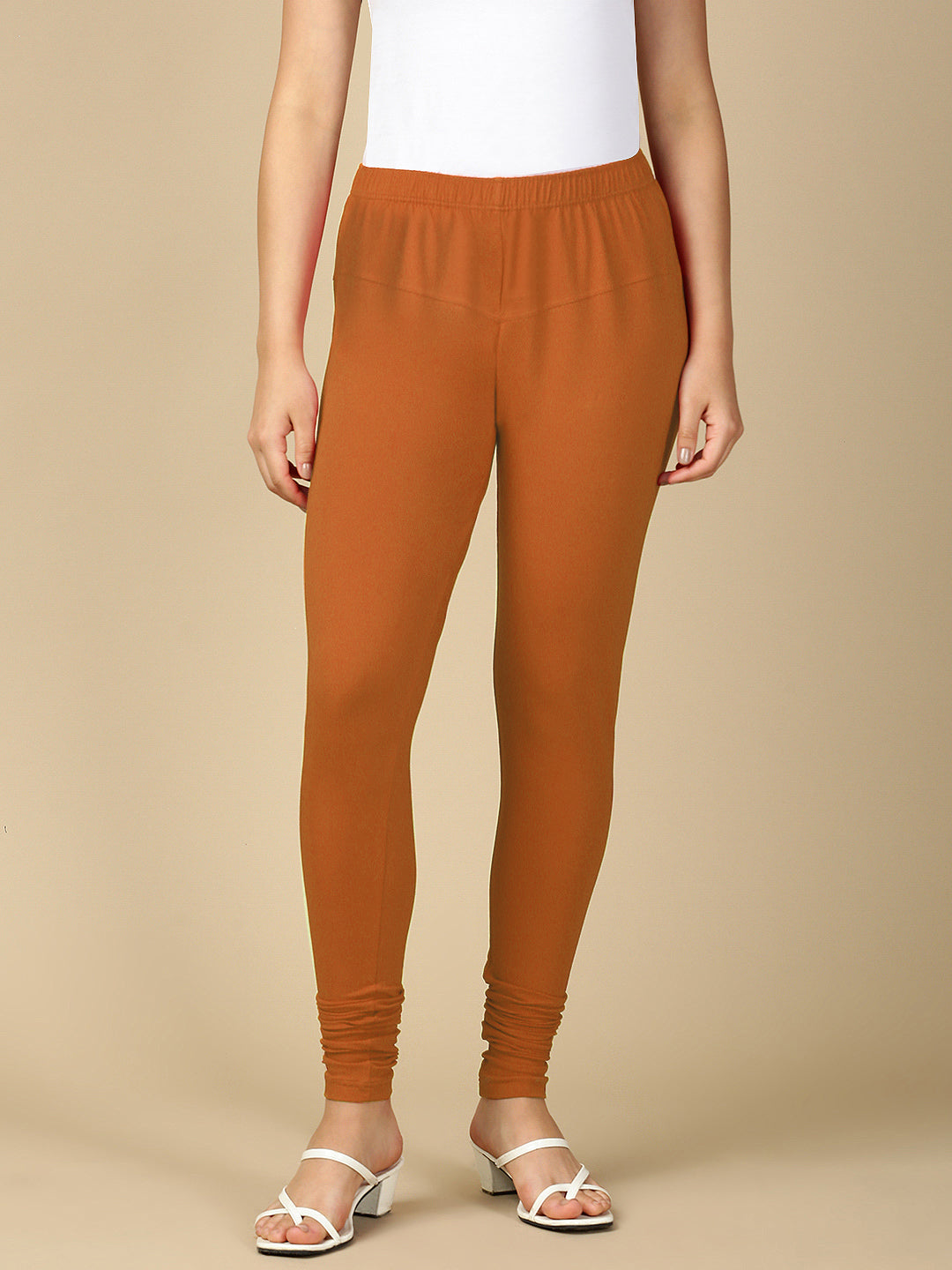 Fire Orange Premium Cotton Stretch Churidar - PYNK