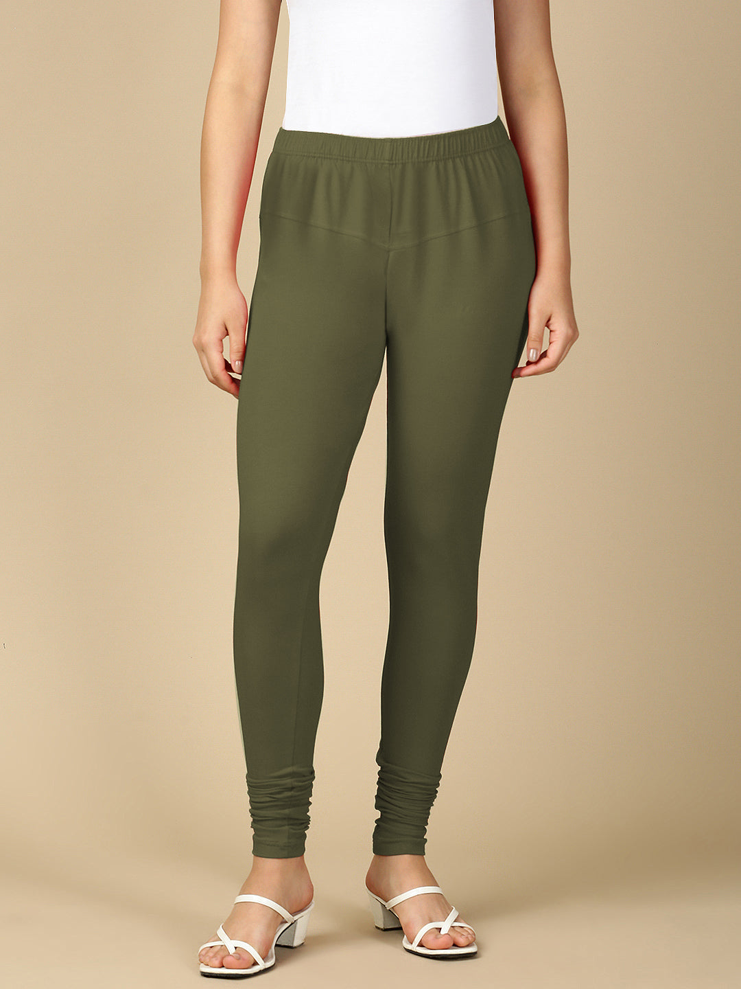 Army Green Premium Cotton Stretch Churidar - PYNK