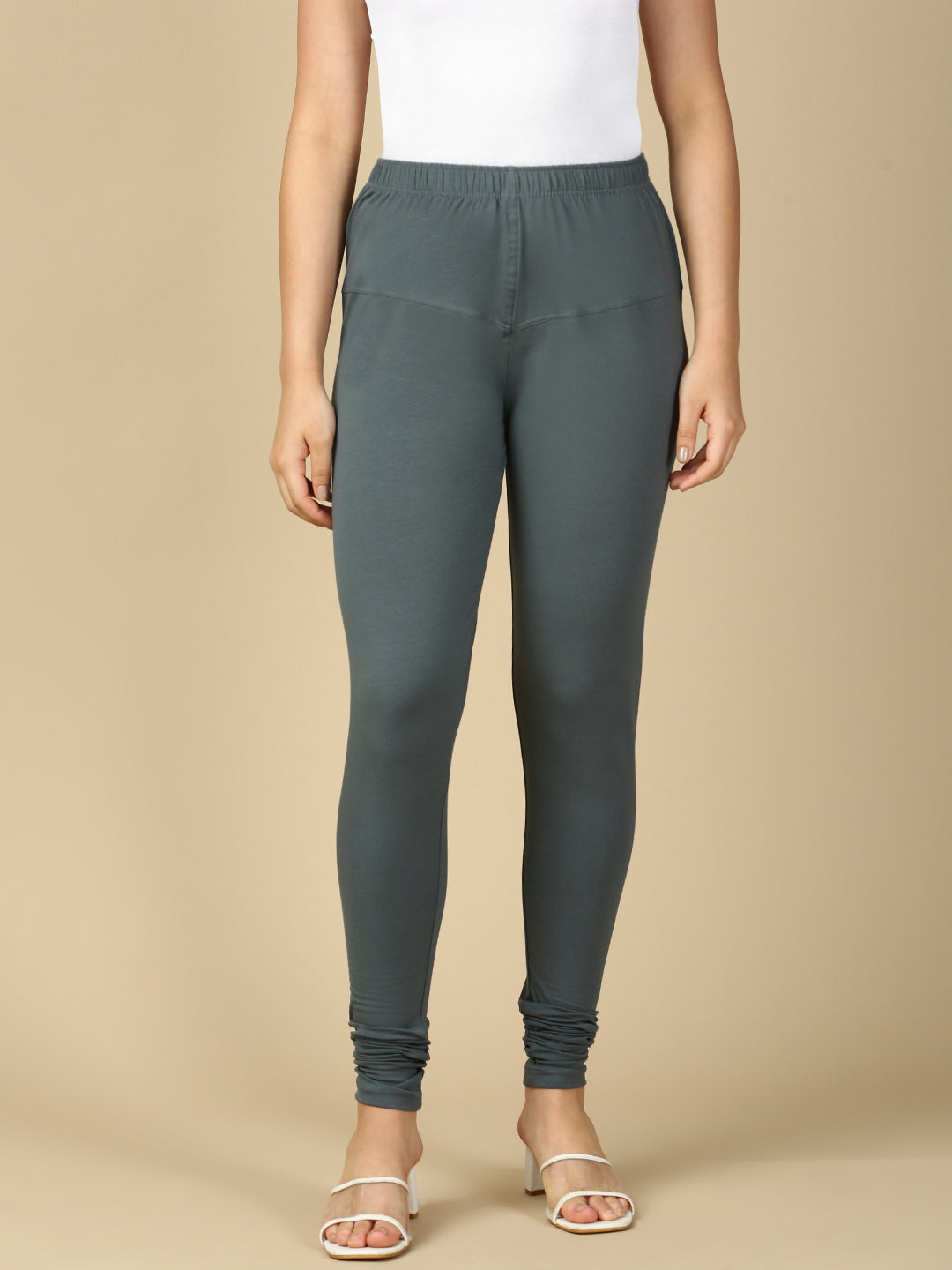 Steel Grey Premium Cotton Stretch Churidar - PYNK